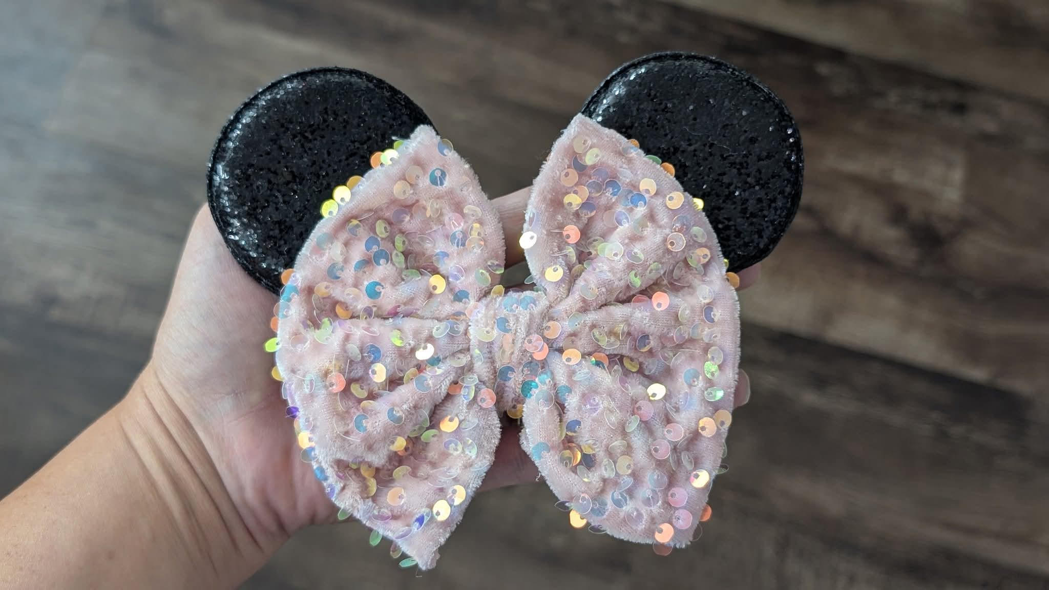 RTS pink bow black ears Big bow