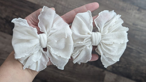 White shimmer ruffle piggies (RTS)