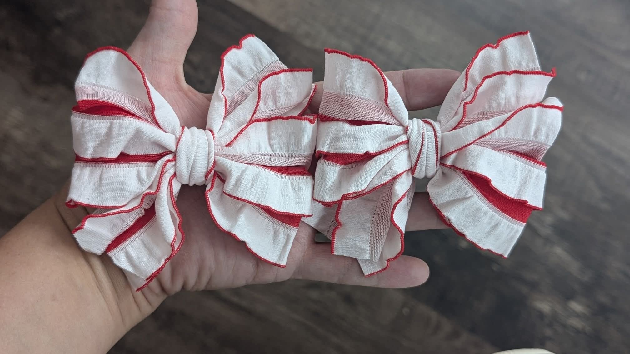 Red white ruffle piggies (RTS)